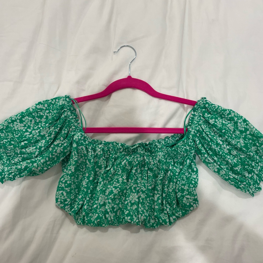 Zara off the shoulder green top size small. - Picture 1 of 1